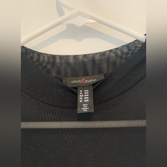 Maternity Stork and Babe. Black tank top with long sleeve sheer overlay. Size M - Picture 3 of 3